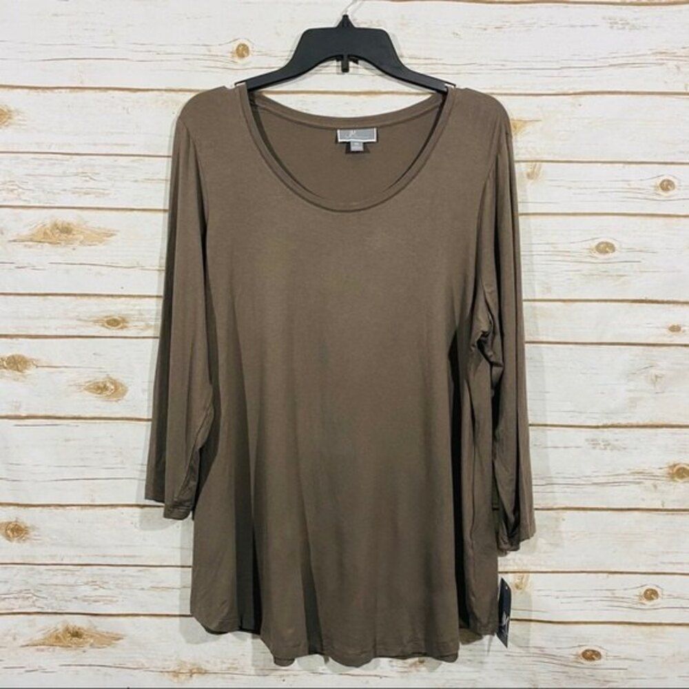JM Collection Women's Long Sleeve Top Brown Size 0X